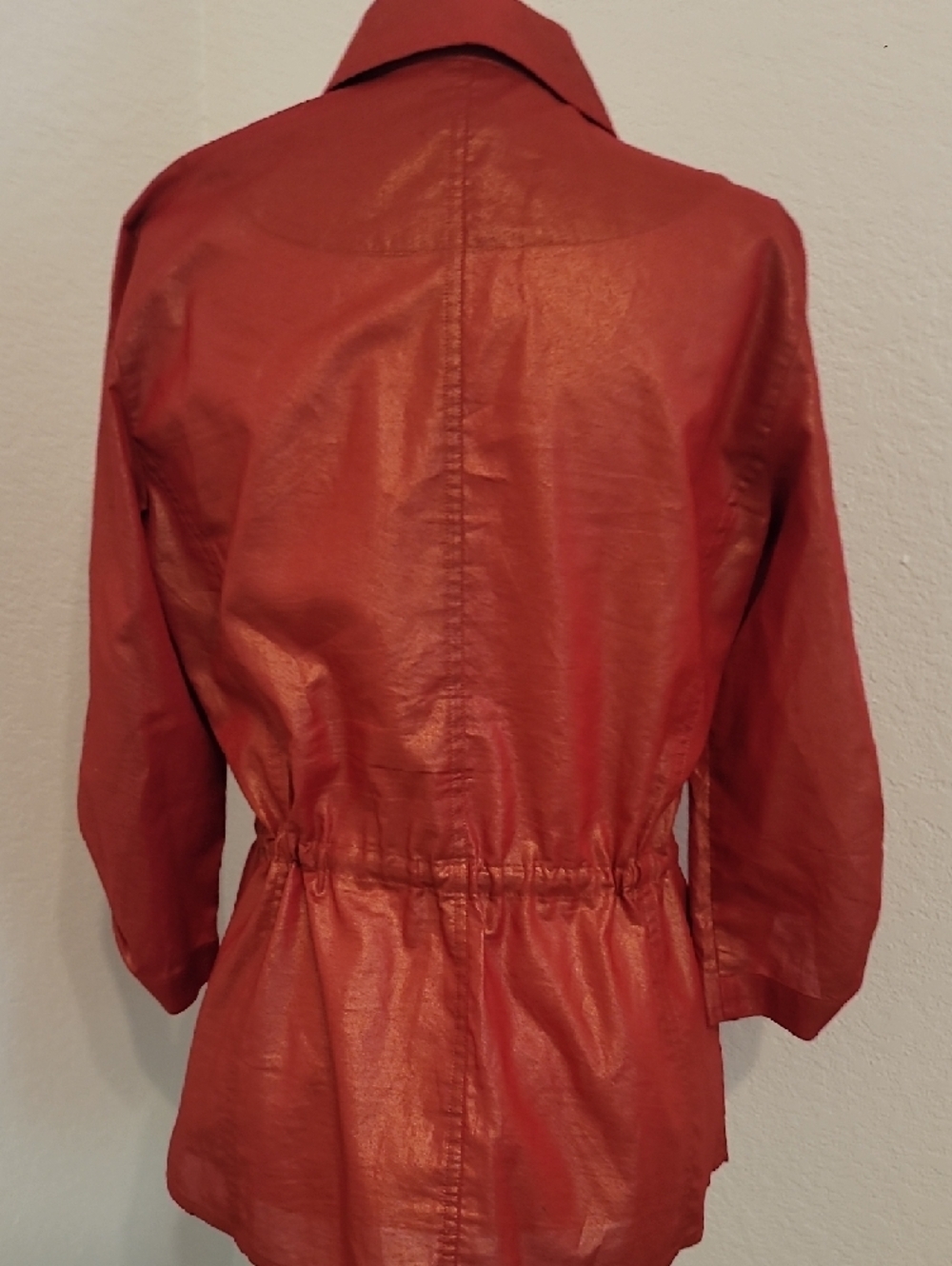 Chico's Rust Utility Jacket with Gathered Waist - Picture 5 of 6